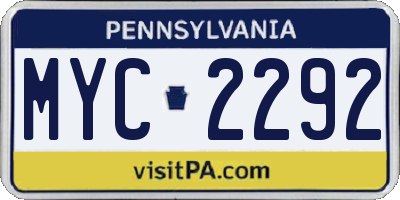 PA license plate MYC2292