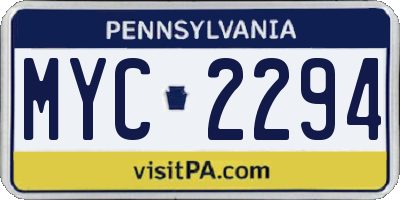 PA license plate MYC2294