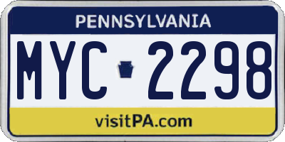PA license plate MYC2298