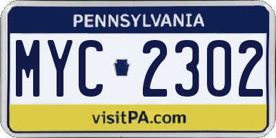 PA license plate MYC2302