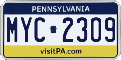 PA license plate MYC2309