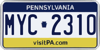 PA license plate MYC2310