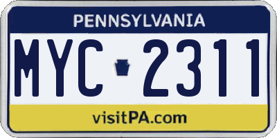 PA license plate MYC2311