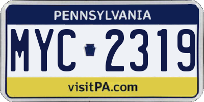 PA license plate MYC2319