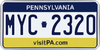PA license plate MYC2320