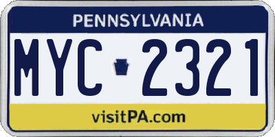 PA license plate MYC2321