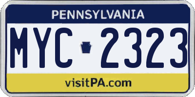 PA license plate MYC2323