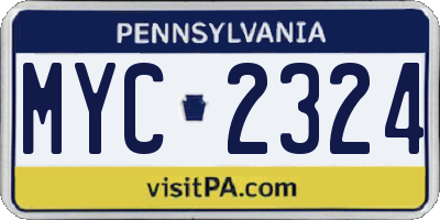 PA license plate MYC2324