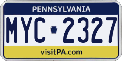 PA license plate MYC2327