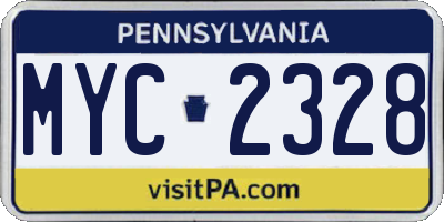 PA license plate MYC2328
