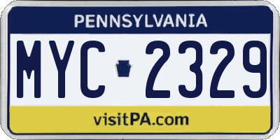 PA license plate MYC2329