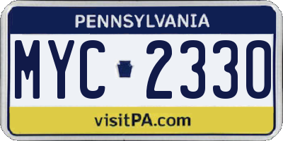 PA license plate MYC2330