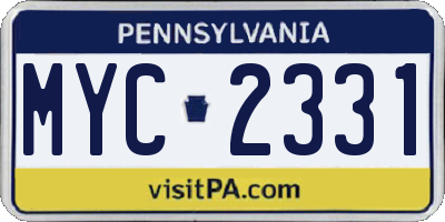 PA license plate MYC2331