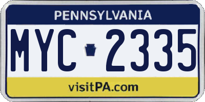PA license plate MYC2335