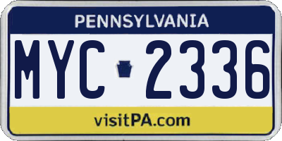 PA license plate MYC2336