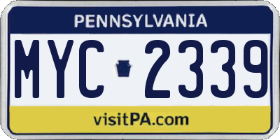 PA license plate MYC2339
