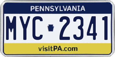 PA license plate MYC2341
