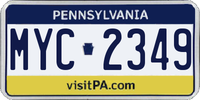 PA license plate MYC2349