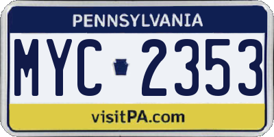 PA license plate MYC2353