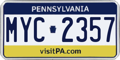 PA license plate MYC2357