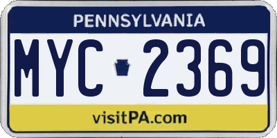 PA license plate MYC2369