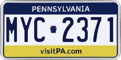 PA license plate MYC2371