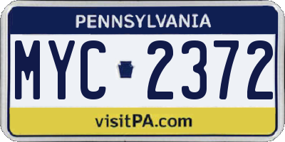 PA license plate MYC2372