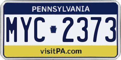 PA license plate MYC2373