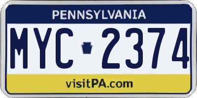 PA license plate MYC2374