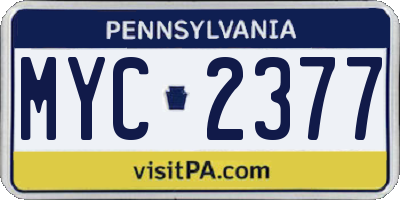 PA license plate MYC2377