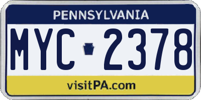 PA license plate MYC2378