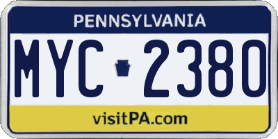 PA license plate MYC2380