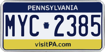 PA license plate MYC2385
