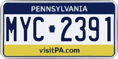 PA license plate MYC2391