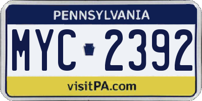 PA license plate MYC2392