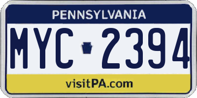 PA license plate MYC2394