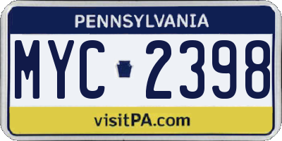 PA license plate MYC2398
