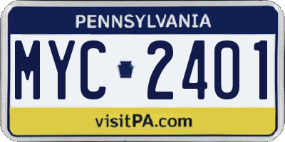 PA license plate MYC2401