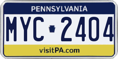 PA license plate MYC2404