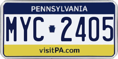 PA license plate MYC2405