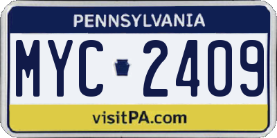 PA license plate MYC2409
