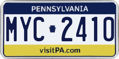 PA license plate MYC2410