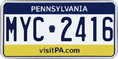 PA license plate MYC2416