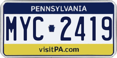 PA license plate MYC2419