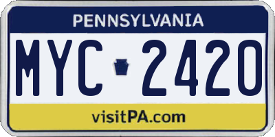 PA license plate MYC2420