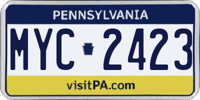 PA license plate MYC2423