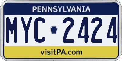 PA license plate MYC2424