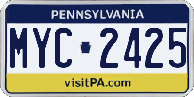 PA license plate MYC2425