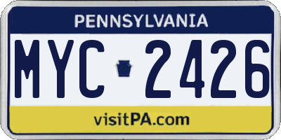 PA license plate MYC2426