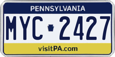 PA license plate MYC2427